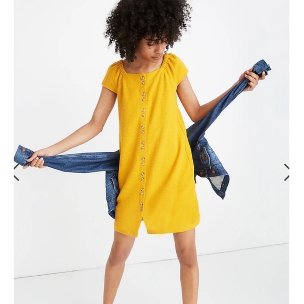 Madewell Texture and Thread Marigold Button Down Mini Dress M